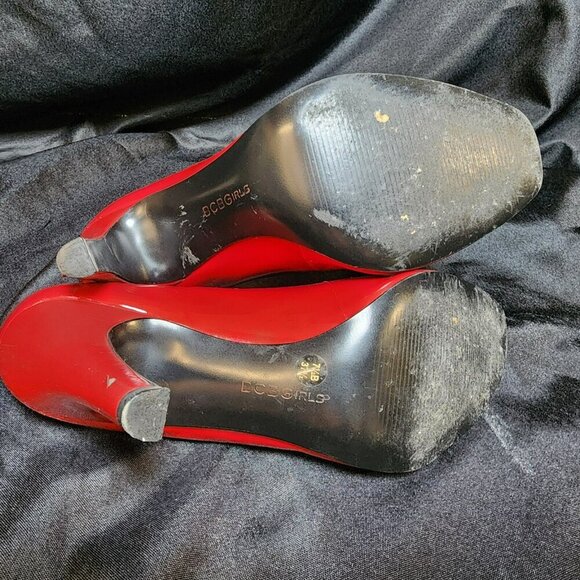 BCBGirls Red Peep Toe Heels Size 7.5 | 4 Inch High Heel Pumps Classic Dress Shoe - Picture 6 of 8